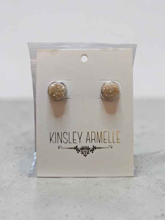 Kinsley Armelle Jewelry - NWT Kinsley Armelle Champagne Druzy Stud Earrings Silver Tone